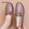 Fashion Spring Autumn Bow Mom's Flat Loafers Soft Sole PU Leather Shoes for Women Slip On Comfortable Casual Shoes Grandma Gift Loafers