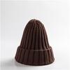 Trendy Autumn Winter Solid Edge Curl Woolen Knitted Skullies Beanies Unisex Ear Protection Warm Fitting Hood Hat
