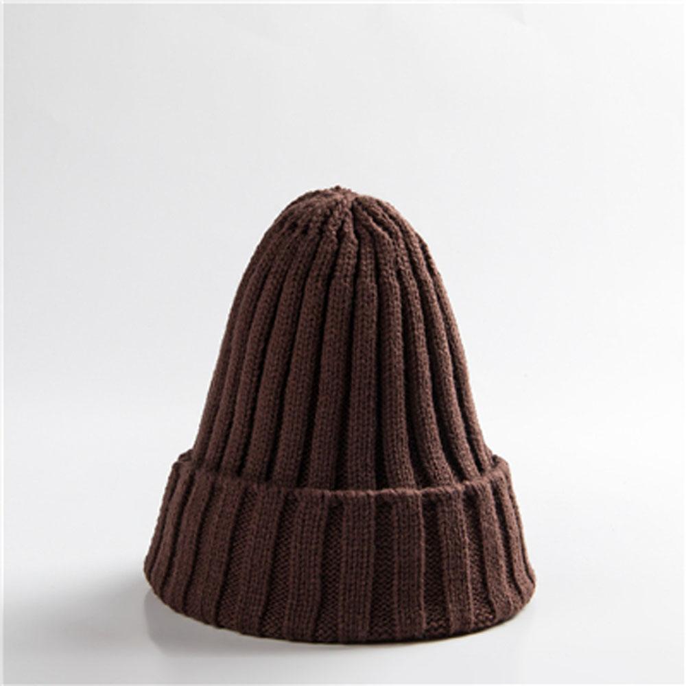 Trendy Autumn Winter Solid Edge Curl Woolen Knitted Skullies Beanies Unisex Ear Protection Warm Fitting Hood Hat