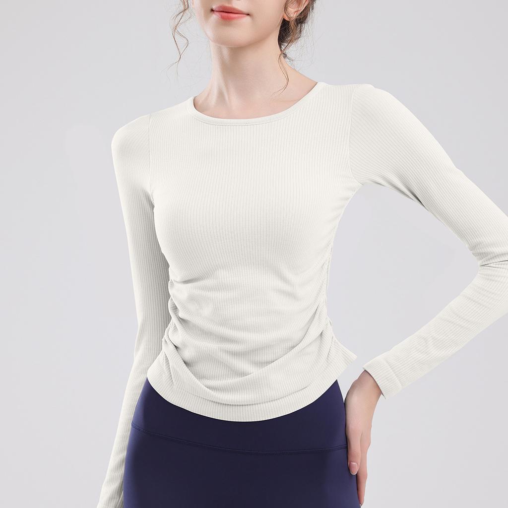 Pilates Long Sleeved Slimming And Fashionable Fitness Suit Top With Chest Cushion For Slimming, Dance Training, Running, Yoga Suit