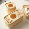 Nordic Bamboo Tissue Box Retro Living Room Tissue Boxes Dining Room Desktop Square Napkin Box Simple Weave Small Storage Basket