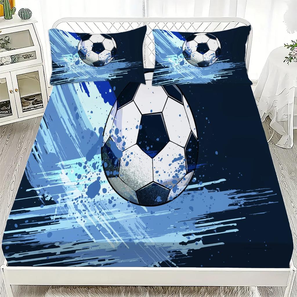 3D Football Soccer Bedding Printed Fitted Sheets With Elastic Mattress Cover And Pillowcase Custom 150x200cm Boy Kids Decor