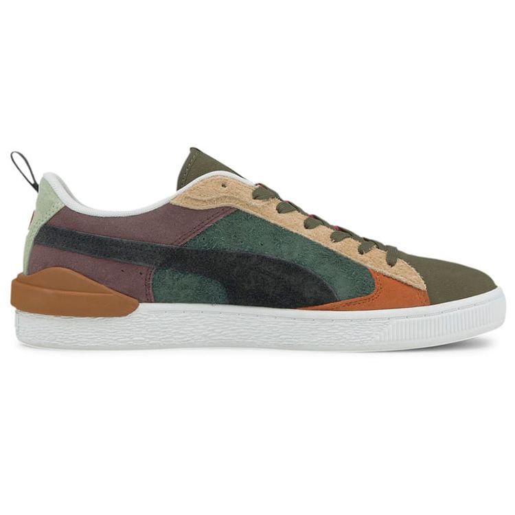 Puma Suede Bloc Wtformstrip Retro Versatile Casual Low-Top Skate Shoes Unisex sneaker Green Red Brown 381184-02