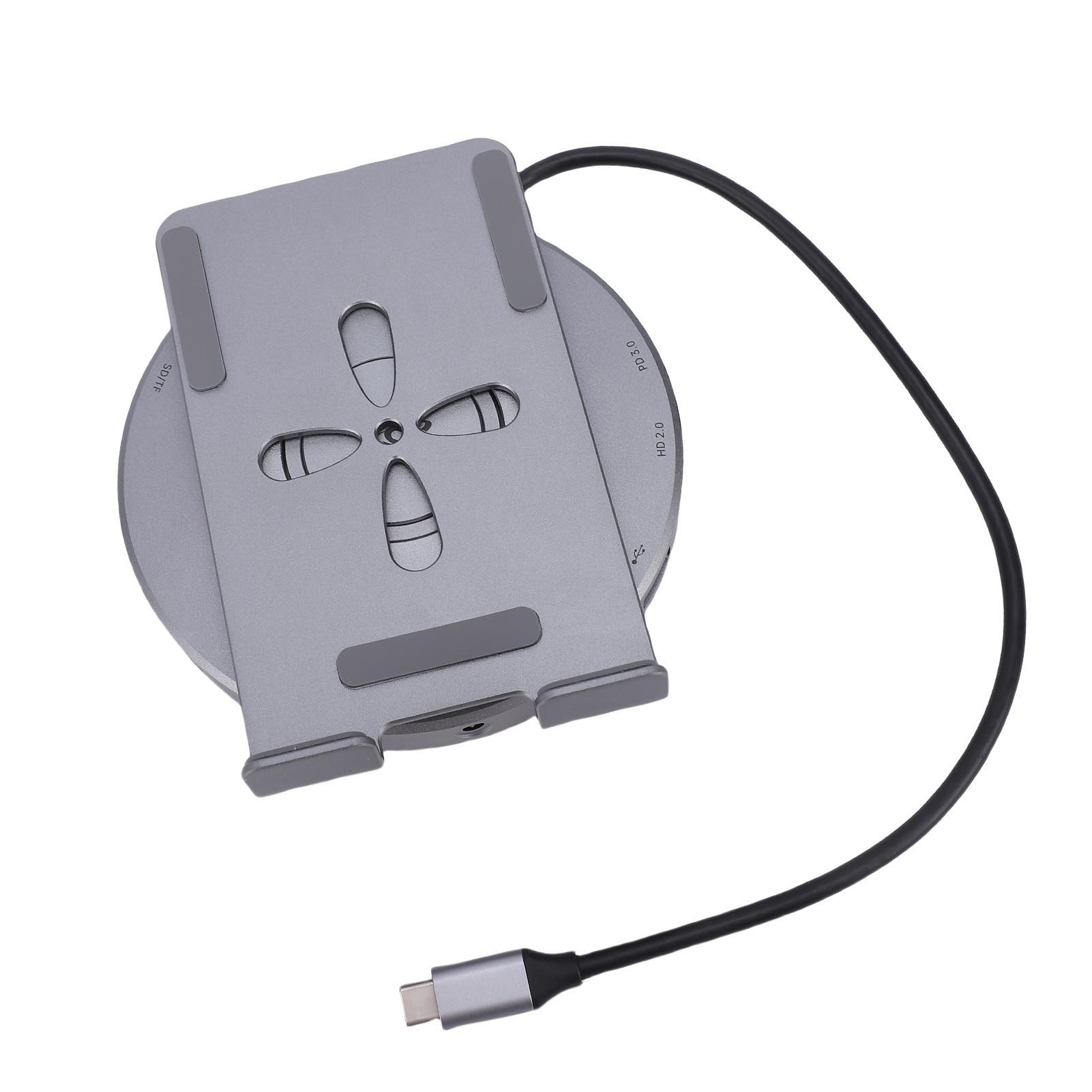 

10 in 1 USB C Tablet Docking Station Rotatable Stand 4K Multimedia Hub 100W PD Charging for Users