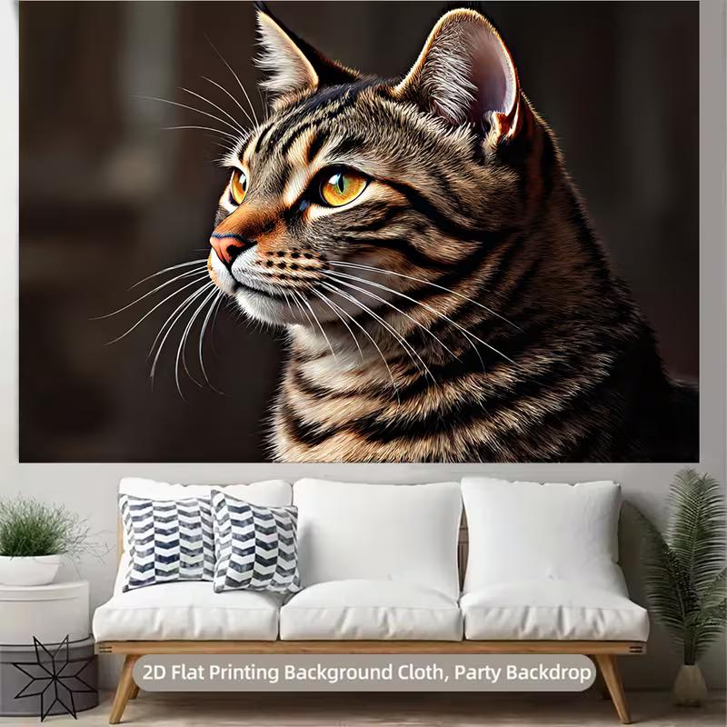 2D Realistic Tabby Cat Backdrop Cloth, Pet Portrait Photography Background
