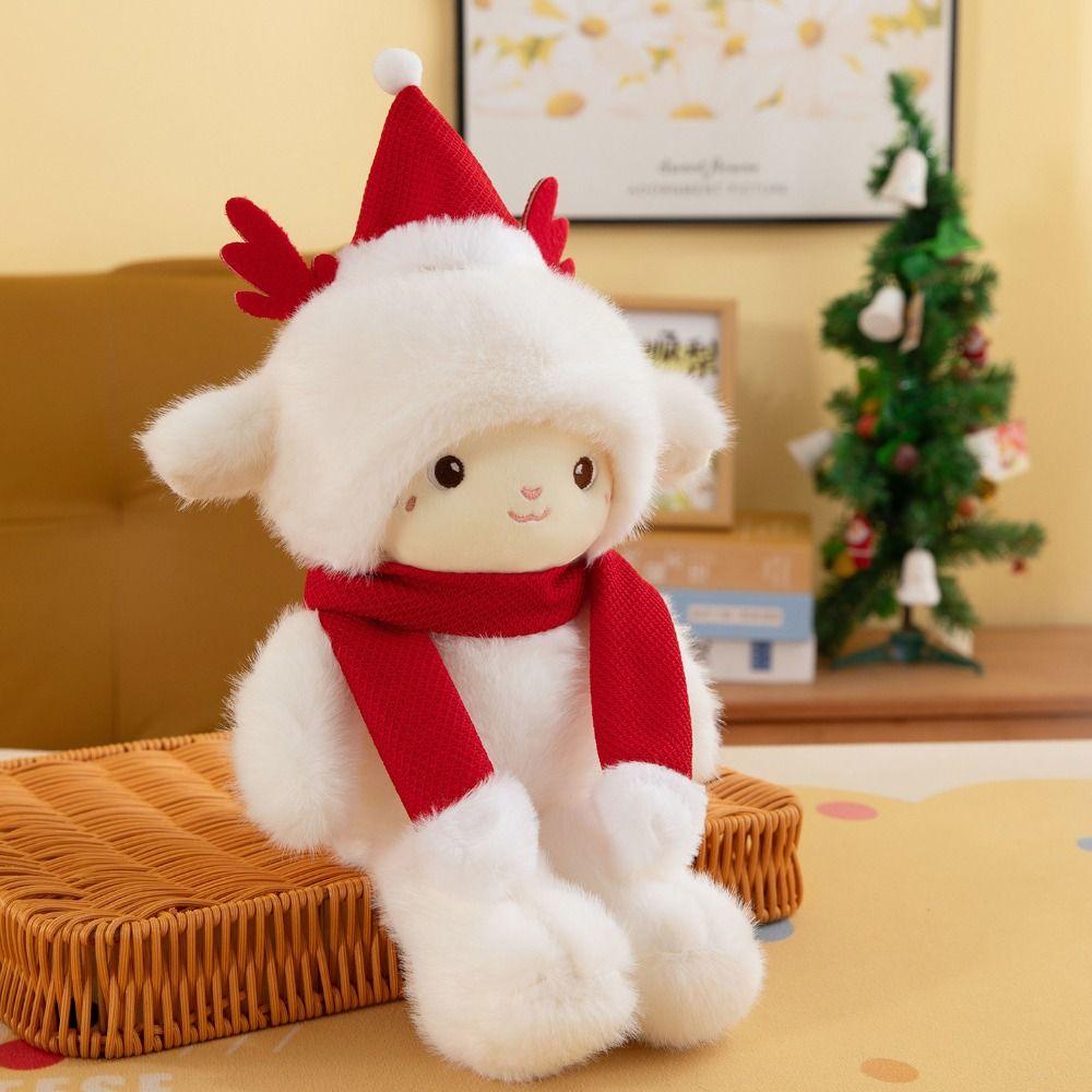 Fluffy Little Sheep Doll Simulation Appease Doll Pillow Christmas Sheep Plush Toy Christmas Toy