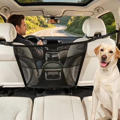 Pet Car Barrier Dog Car Barrier Car Pet Divider Barrier Mesh Storage Bag Pet Barrier Guard Back Seat Safety Protector Mesh Net