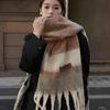 2025 Retro Striped Gradient Scarf: Thickened Warm Neck Warmer for Women