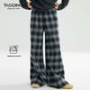 Girls' Autumn/Winter Loose Plaid Wide-Leg Pants