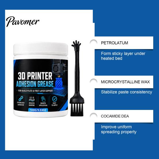 3D Printer Bed Adhesive Adhesion Paste, Anti-Warping Excellent Printing Accessories Grease, Reliable Filament Bonding on Surfaces Consistent