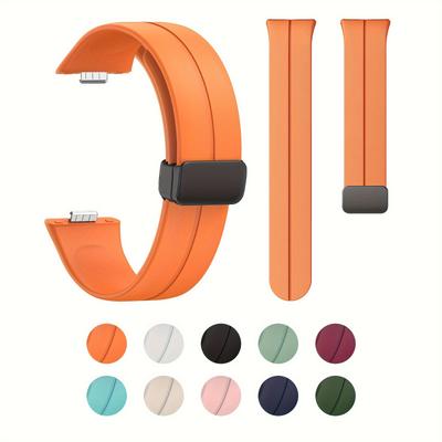 Suitable for Huawei Watch Fit3/Fit4 Silicone Strap Magnetic Folding Buckle Minimalist Vertical Groove Design Sports Watch Band