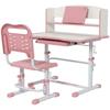 Height Adjustable Kids Study Table and Chair Set, with Drawer, Storage Shelf, 80 x 54.5 x 104 cm, Pink