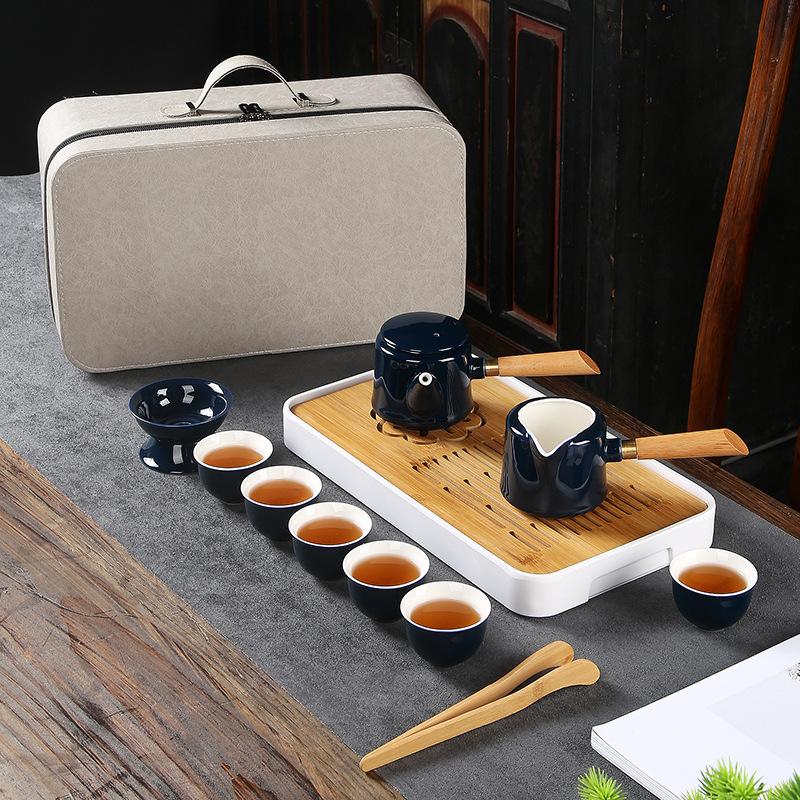 Travel Tea Set High-end Kung Fu Tea Set Business Gift Tea Set Ji Blue Glaze Ceramic Tea Set