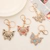 Sleutelhanger Hanger Vlinder Vorm Sleutelhouder met Meerkleurige Strass Steentjes Anti-Oxidatie Karabijnsluiting Sleutelhanger Rugzakken Auto Accessoire