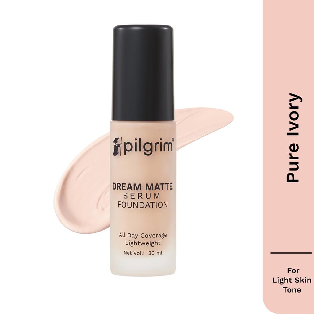 Pilgrim Medium Pure Ivory Serum Liquid Foundation 30 Ml Matte Poreless Face Makeup Long-Lasting Coverage