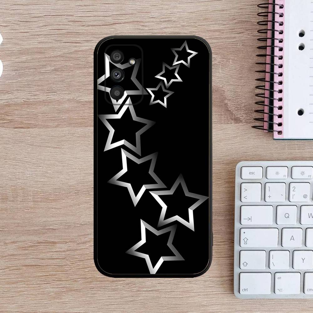 Cute Korean Ins Y2k Star Phone Case For Samsung Galaxy A13,A21s,A22,A31,A32,A52,A53,A71,A80,A91 Soft Black Cover
