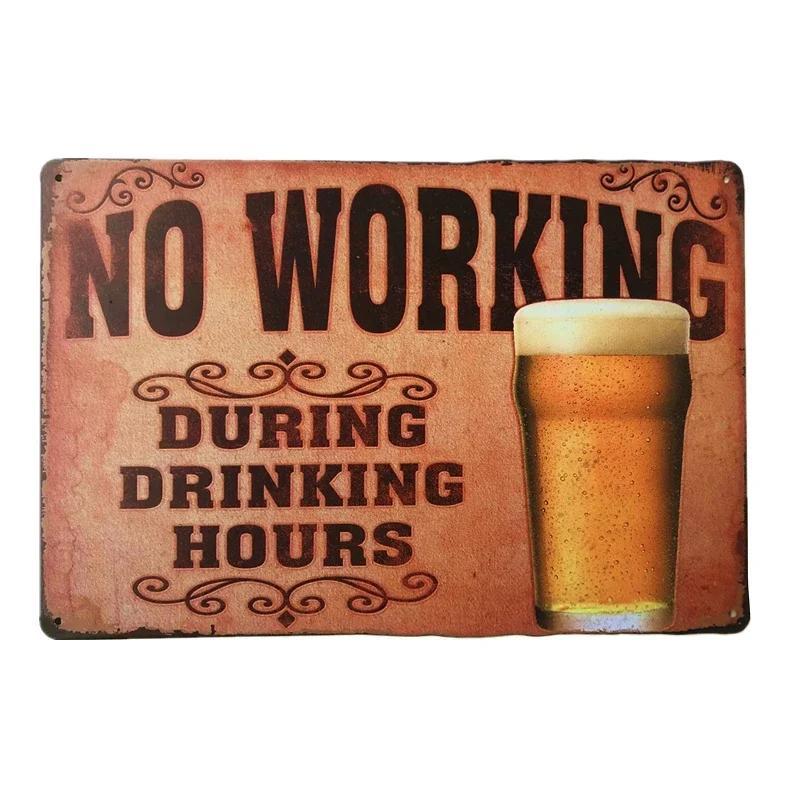Vintage Beer Metal Tin Signs Wine Alcohol Drinker for Bar Pub Club Man Cave Kitchen Wall Decor Plaque 8x12 Inch