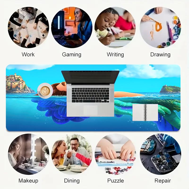 1Pc Underwater Adventure Gaming Mouse Pad Keyboard Desk Mat Non-slip Rubber Lock Edge Waterproof Computer Mousepad for Office Home Decor S159