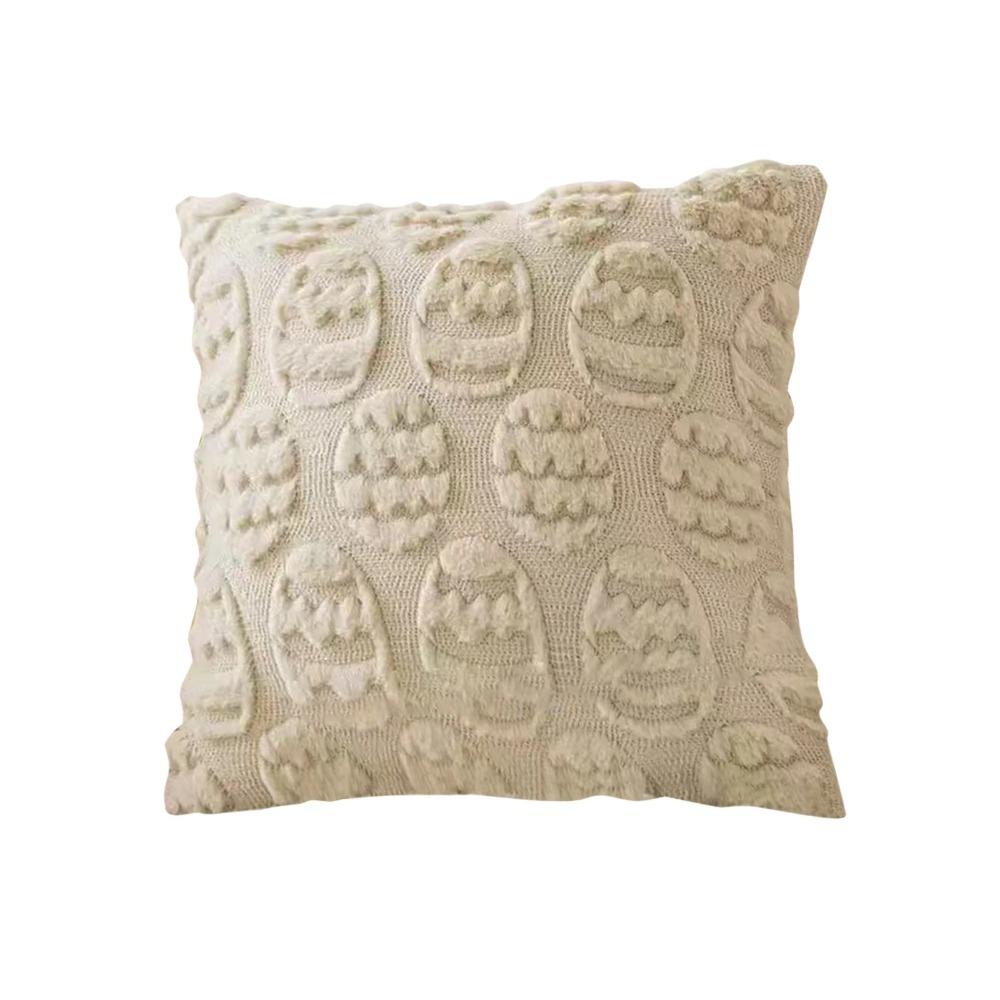 

Egg Pattern Easter Pillow Cover Fluffy Wear-resistant Cushion Cover Super Soft Invisible Zipper Throw Pillowcase 40cm-15.75in бежевый
