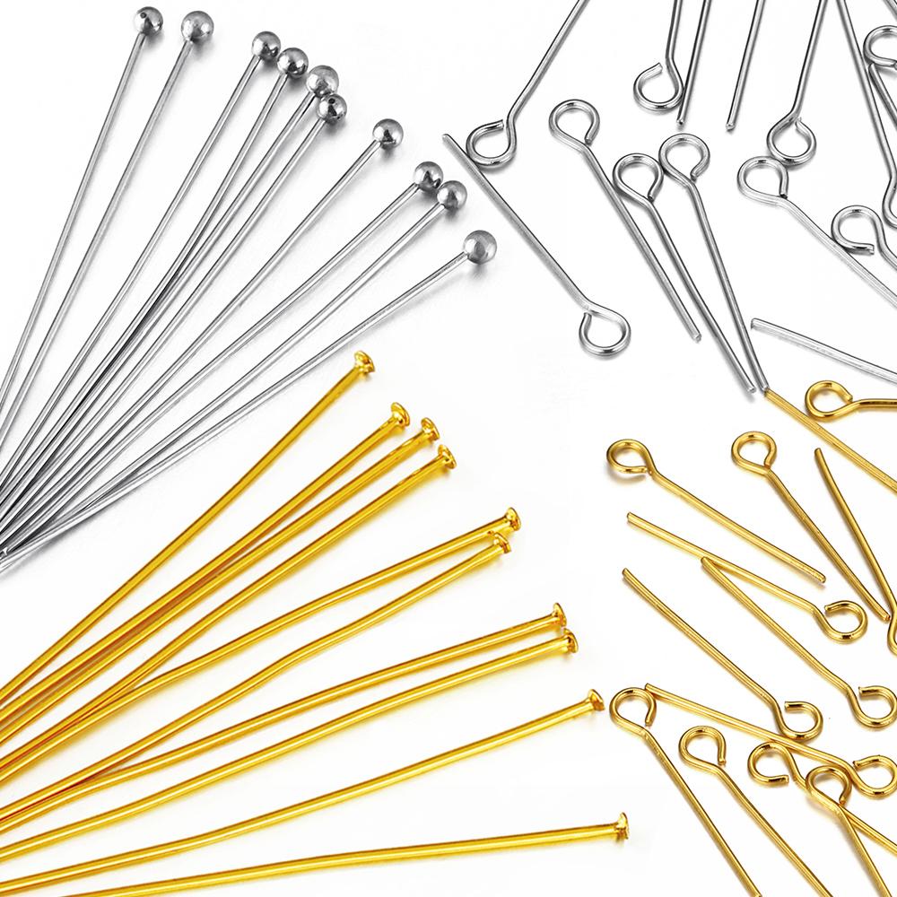 100pcs 50pcs Stainless Steel Headpin DIY Jewelry Accessories Earrings Beading Eye Pin Flat Head Pins For Jewelry Making Supplies