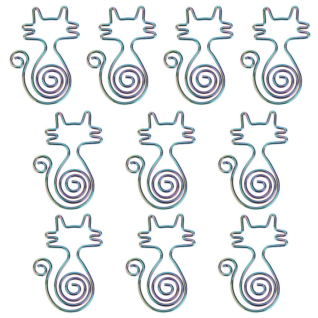 10PCS Paper Clip Animal Colorful Cat‑Shape Creative Portable for Office Home File Notebook