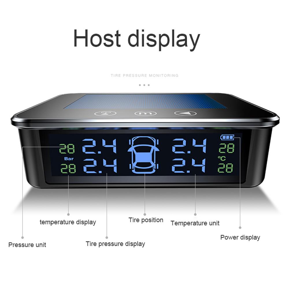 Sistem de Monitorizare a Presiunii în Pneuri Alimentat Solar USB TPMS Mașină Camion Manometru Presiune Pneuri Avertizare Temperatură cu 4 Senzori Externi