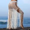 Women Crochet Swimwear Bikini Cover Up Beach Maxi Skirts Wrap Sarong Pareo High Waist Long Tassel Solid Swimsuits