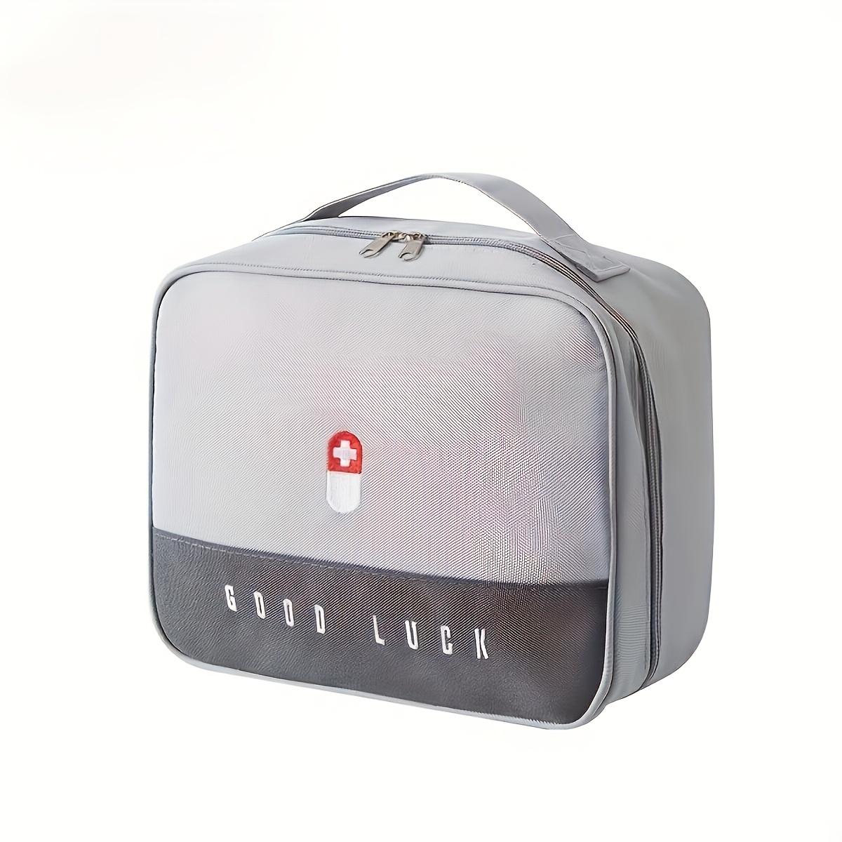 

1pc Portable Emergency Medication Organiser, Canvas Medication Organiser with Compartments for Home and Travel серый