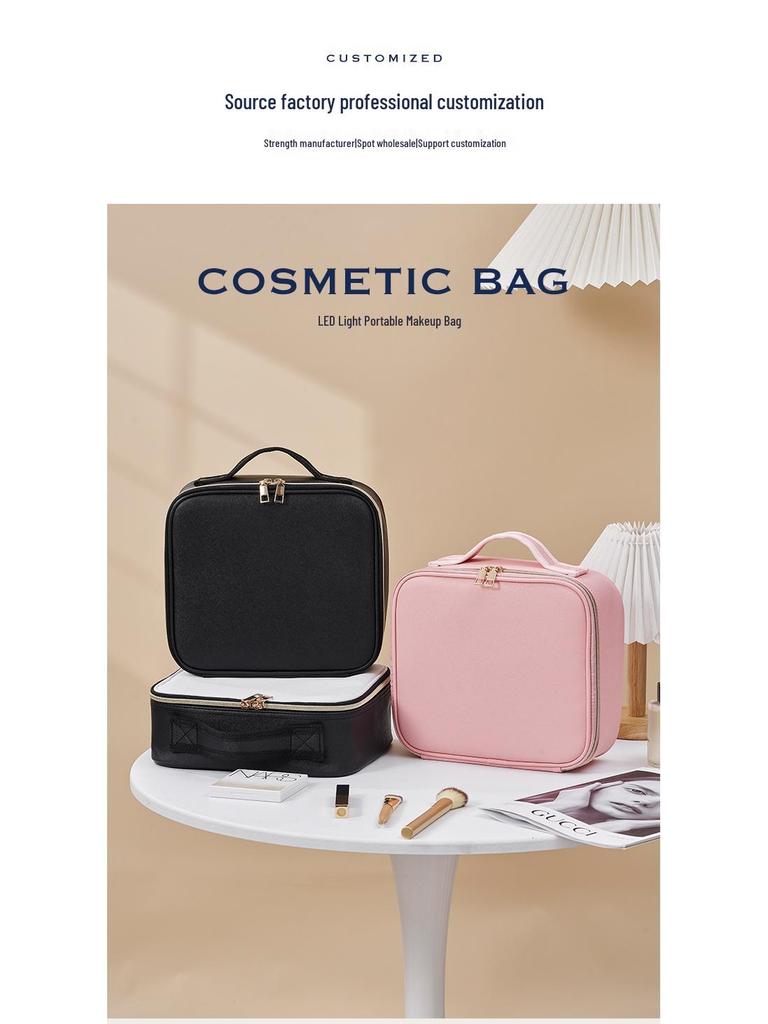 LED Make-up Tasche mit Spiegel - Großvolumige, hochwertige Tasche für Maskenbildner mit Beleuchtung