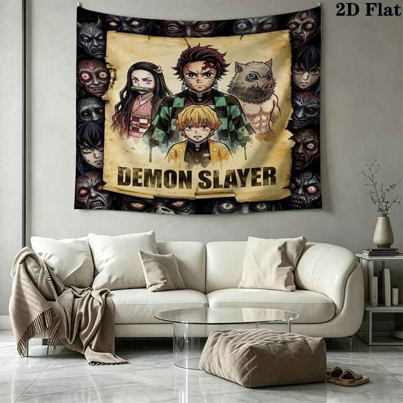 Demon Slayer Wall Tapestry Aesthetic Wall Hanging Printed Fabric Blanket Decorative Tapestries For Bedroom Living Room Home Decor