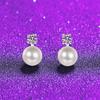Women's Moissanite & Natural Pearl Stud Earrings - Hypoallergenic 925 Sterling Silver
