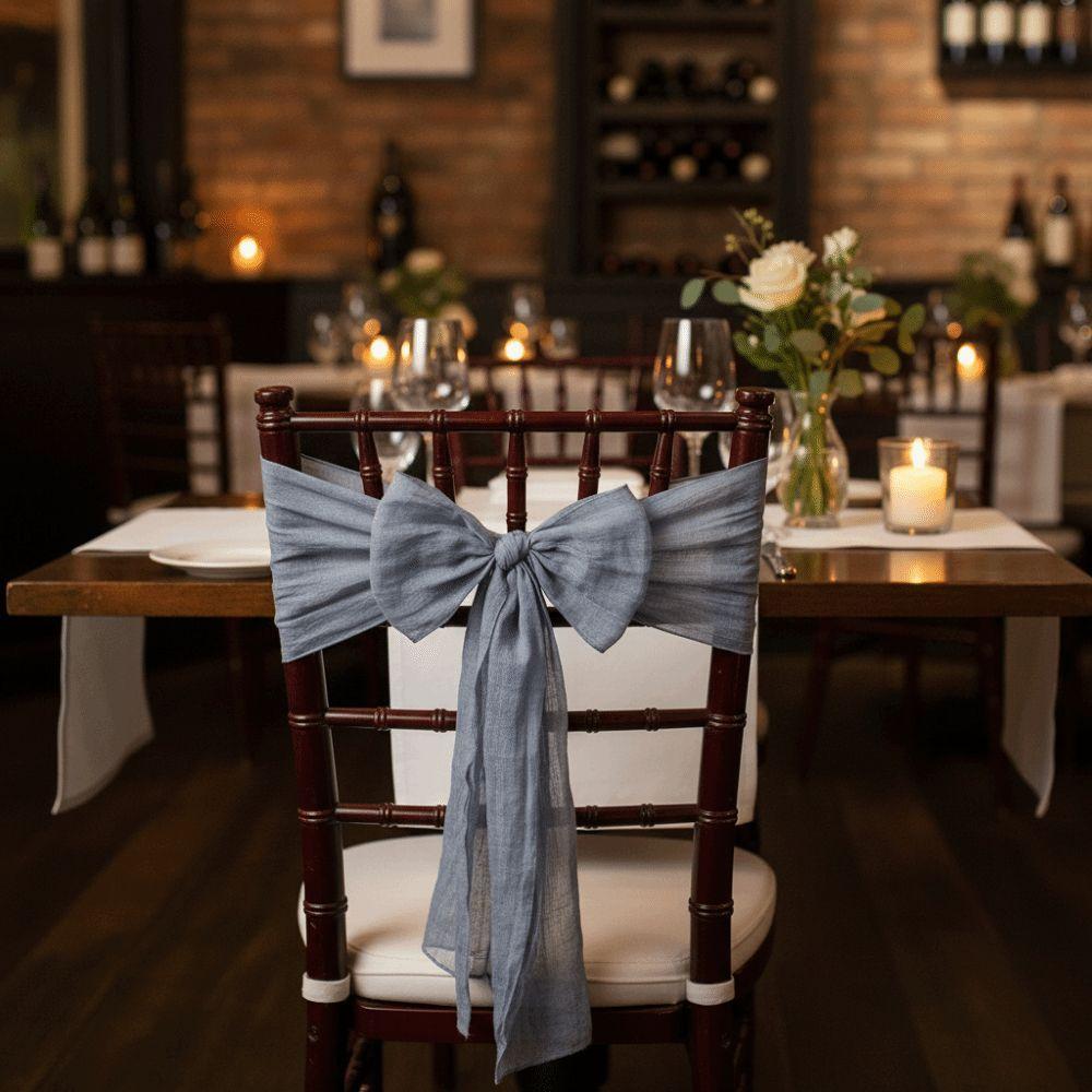 2Pcs Rustic Chair Sashes Cheesecloth Tulle Chair Cover Chair Decorative Bows Wedding Decoration