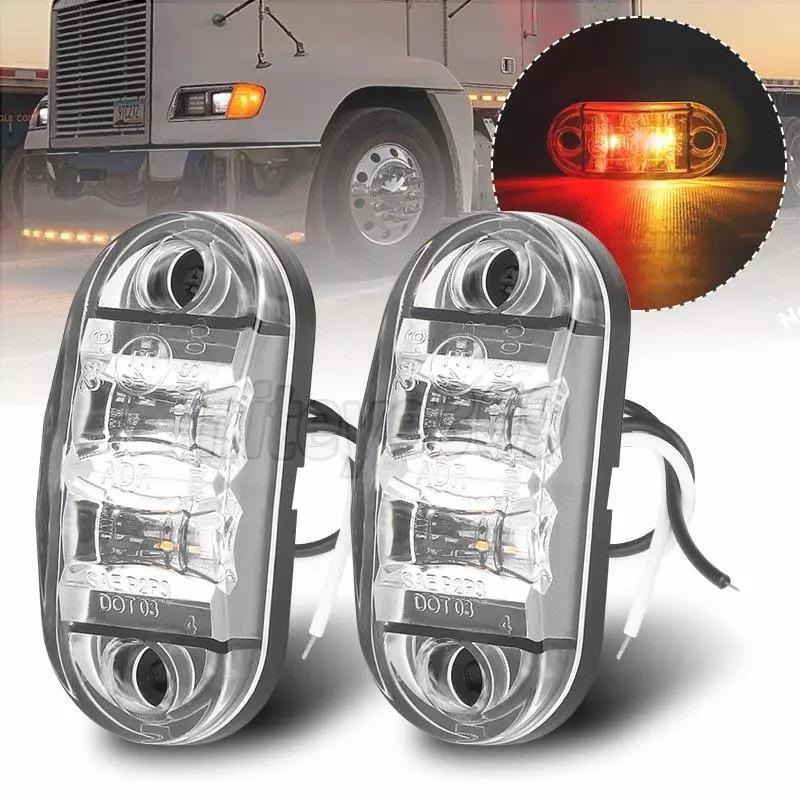 2stk 12v 24v Led sidemarkeringslys for tilhenger lastebiler Caravan Sideklaring markeringslys Lampe Led Lastebil Amber Rød Hvit 10-30V