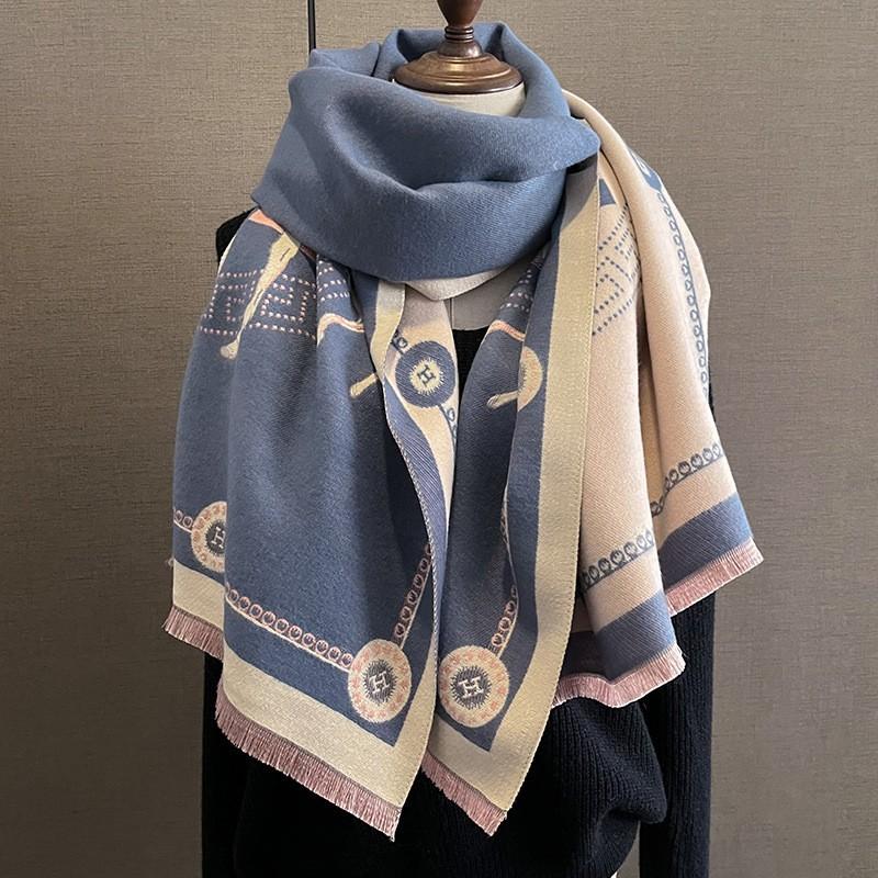 Women's Stylish Faux-Cashmere Scarf – Korean-Style Printed Warm Neck Warmer & Air-Conditioning Shawl