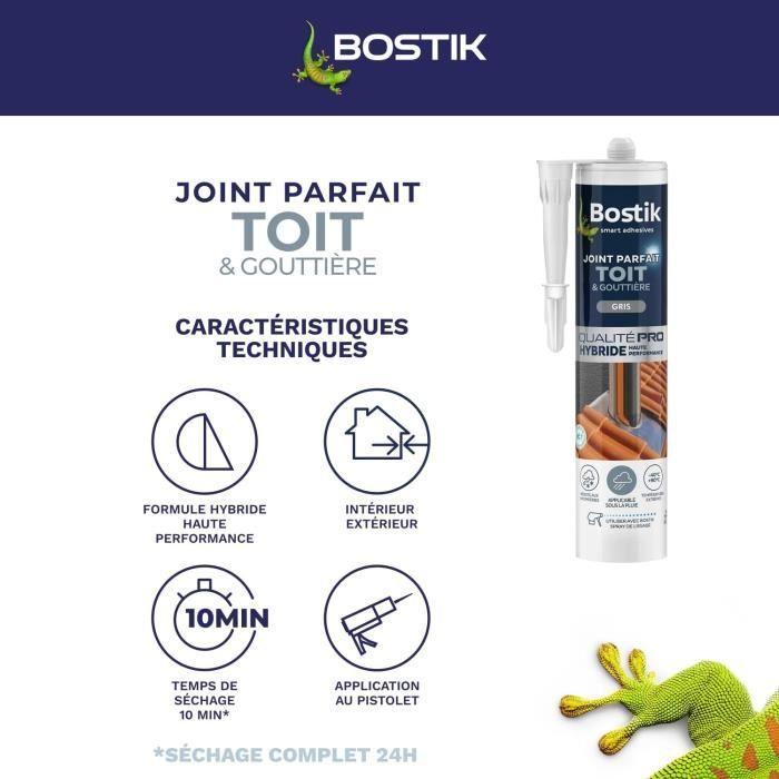 Joint Parfait Toit Et Gouttière Noir - BOSTIK - Cartouche 280 Ml - Haute Performance - Tous Matériaux