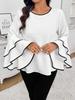 Fashionable Lady Temperament Design Large Flared Leaf Sleeve Top