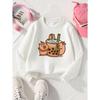 Kids Sweatshirt , Crew Neck Fashion Top, Fun "Cute Bear Bubble Tea" Patterned Sweatshirt, Suitable for Everyday Casual Wear