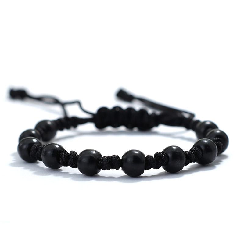 Vintage Natural Wooden Bracelet Unisex Handmade Braided Adjustable Rope Braclet Punk Jewelry Hand Accessories Buddha Brazalete
