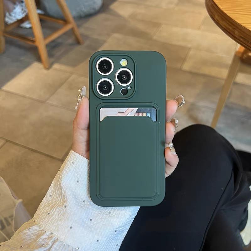 

Гаманець зі слотом для карток М який бамперний чохол Для iPhone17 16 15 14 13 12 11 Pro Mini X XS XR Max 8 7 Plus SE Ударостійкий Матовий Захисний чохол For iPhone XR темно-зелений колір