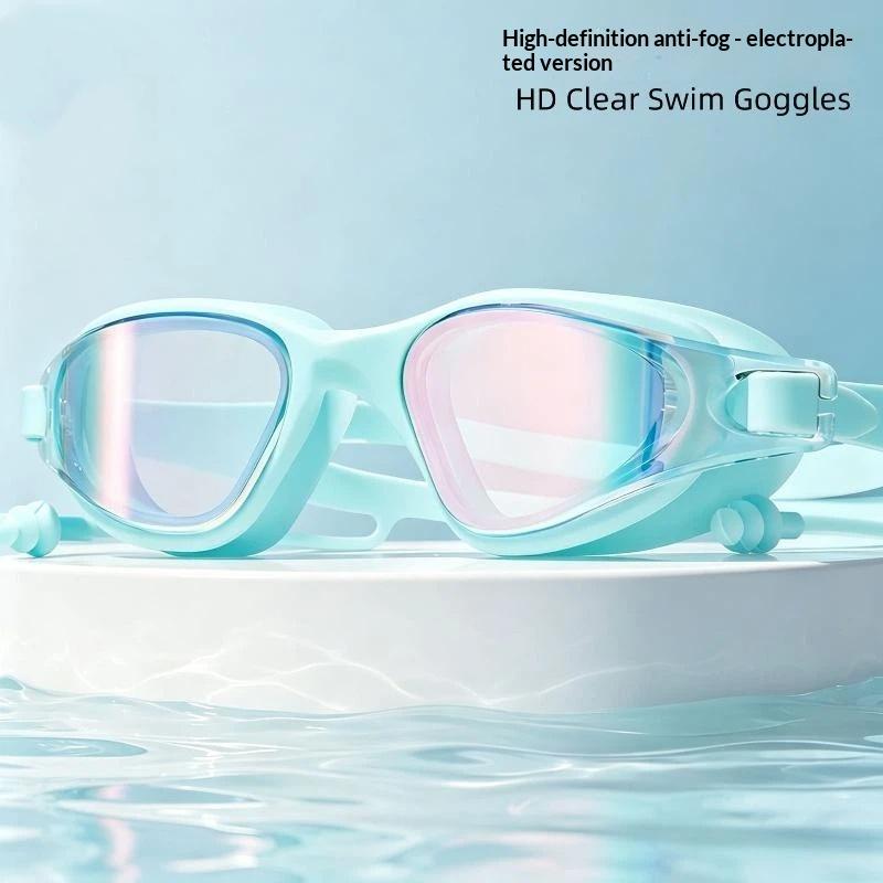 Adult Swimming Goggles Anti Fog HD Waterproof Oversized Frame Adjustable Strap for Men Women Beach Swim
