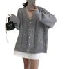2025 Korean Loose Knit V-Neck Cardigan for Women - Autumn & Winter Casual Style Sweater Coat