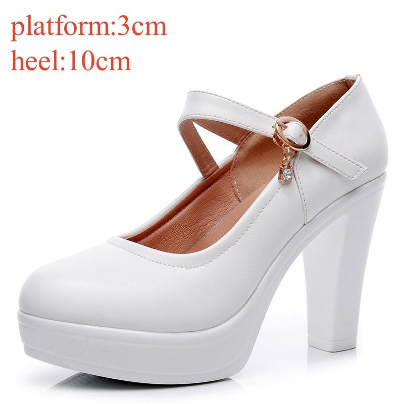8cm 10cm Small Size 32-43 Shallow Soft Leather Mary Janes Platform Pumps 2025 Spring Trend Block High Heels Shoes Office Model