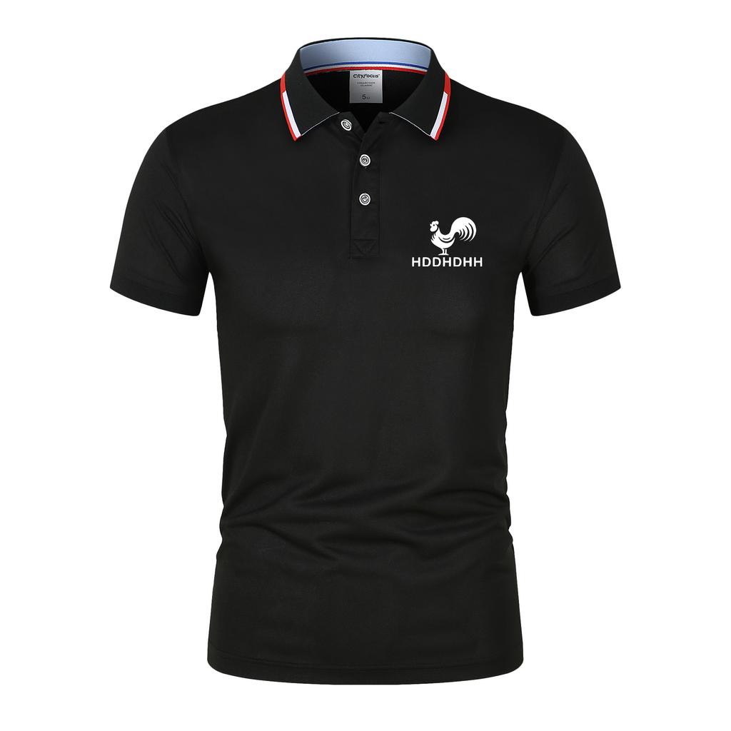 Summer Men's Polo Shirt Casual Breathable Quick Drying Slim Fit T-shirt  HDDHDHH Chicken Pattern Lapel Business Fitness Outdoor