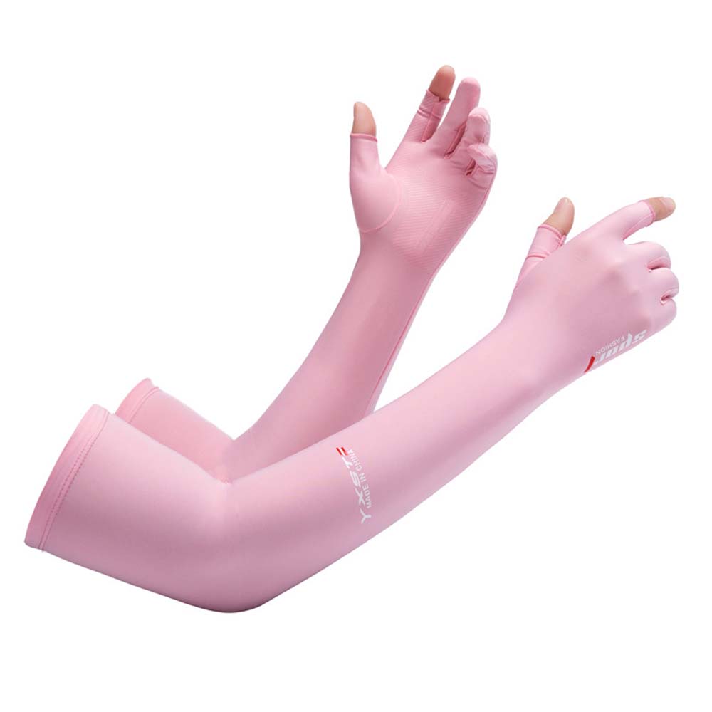 Sun Protection Half Finger Ice Sleeves Two Fingers with Exposed Anti-UV Arm Sleeves  For Women