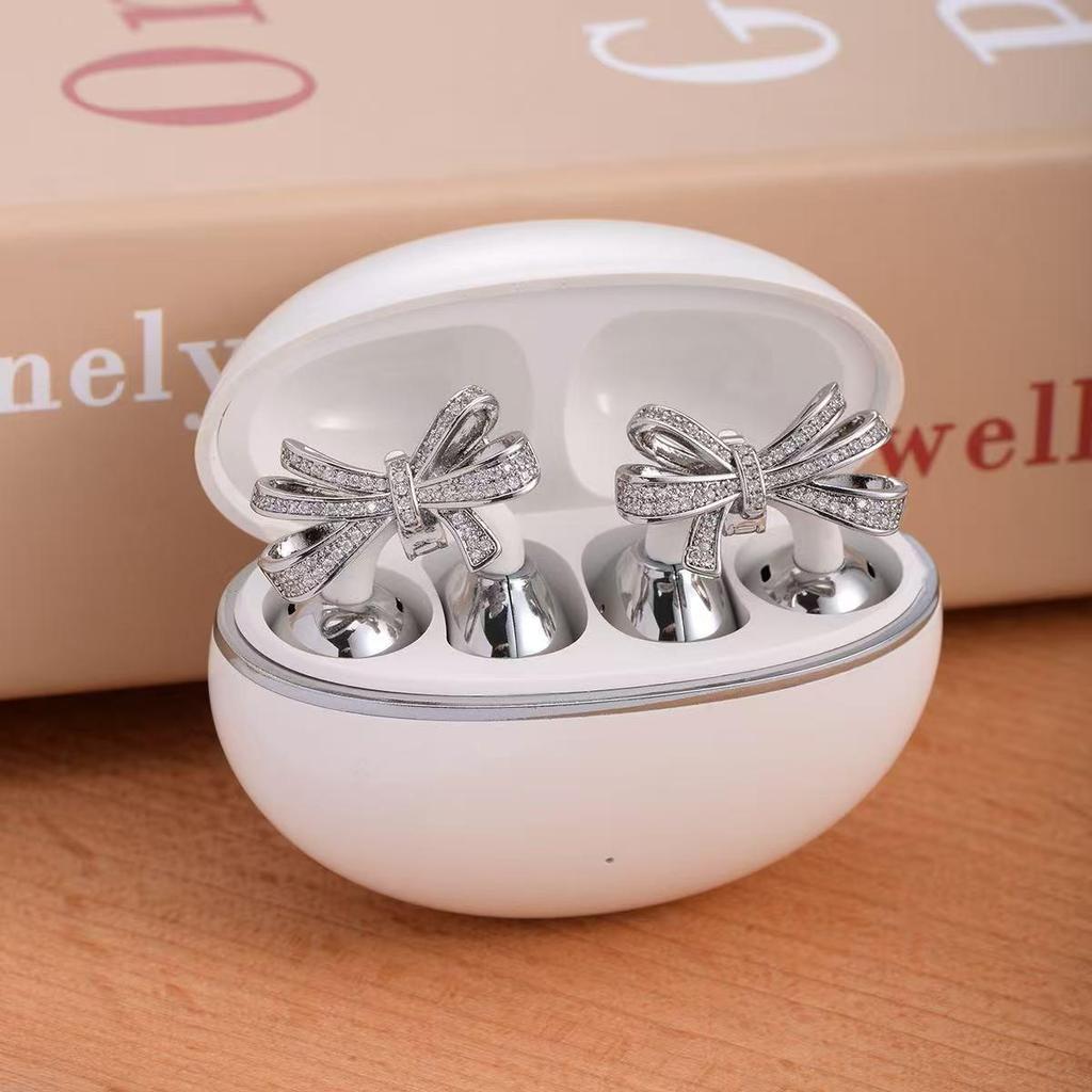 Earbuds FreeClip Borboleta Diamante Clipe de Orelha: Brinco Feminino Elegante, Luxuoso, de Alta Classe