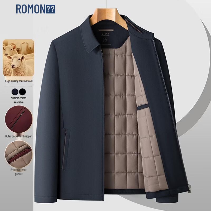 ROMON Men's Lapel Executive Quilted Jacket