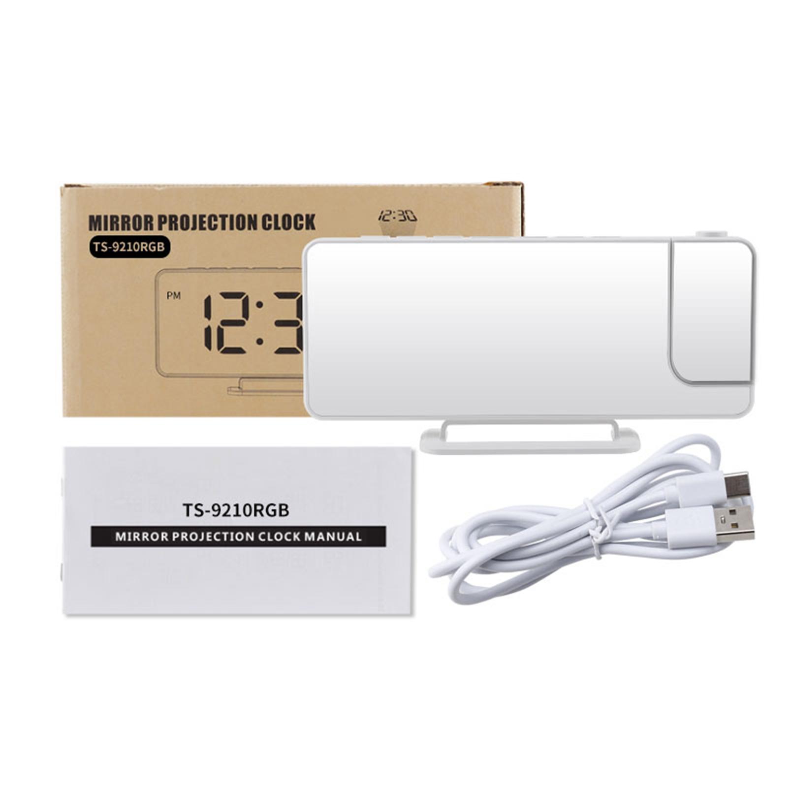 

Projection Alarm Clock Digital Mirror Clocks with 180 degrees Rotatable Projector RGB Color Digital LED Display 6 Display Brightness Dual Alarm