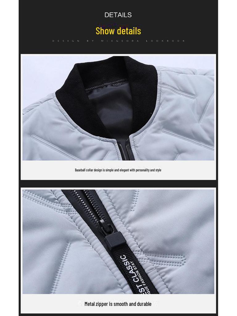 2024 Herren-Baumwollmantel mit Stehkragen – trendig, leicht, warm, Herbst-/Wintermode