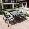 Top-Rated Outdoor Folding Table and Chairs Set with Umbrella - Casual Teslin Chairs for Balcony and Courtyard