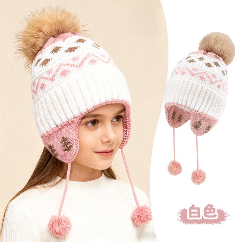 Autumn and Winter Children's Knitted Hats Boys and Girls Winter Wool Ear Caps Warm Casual Cold Wool Caps